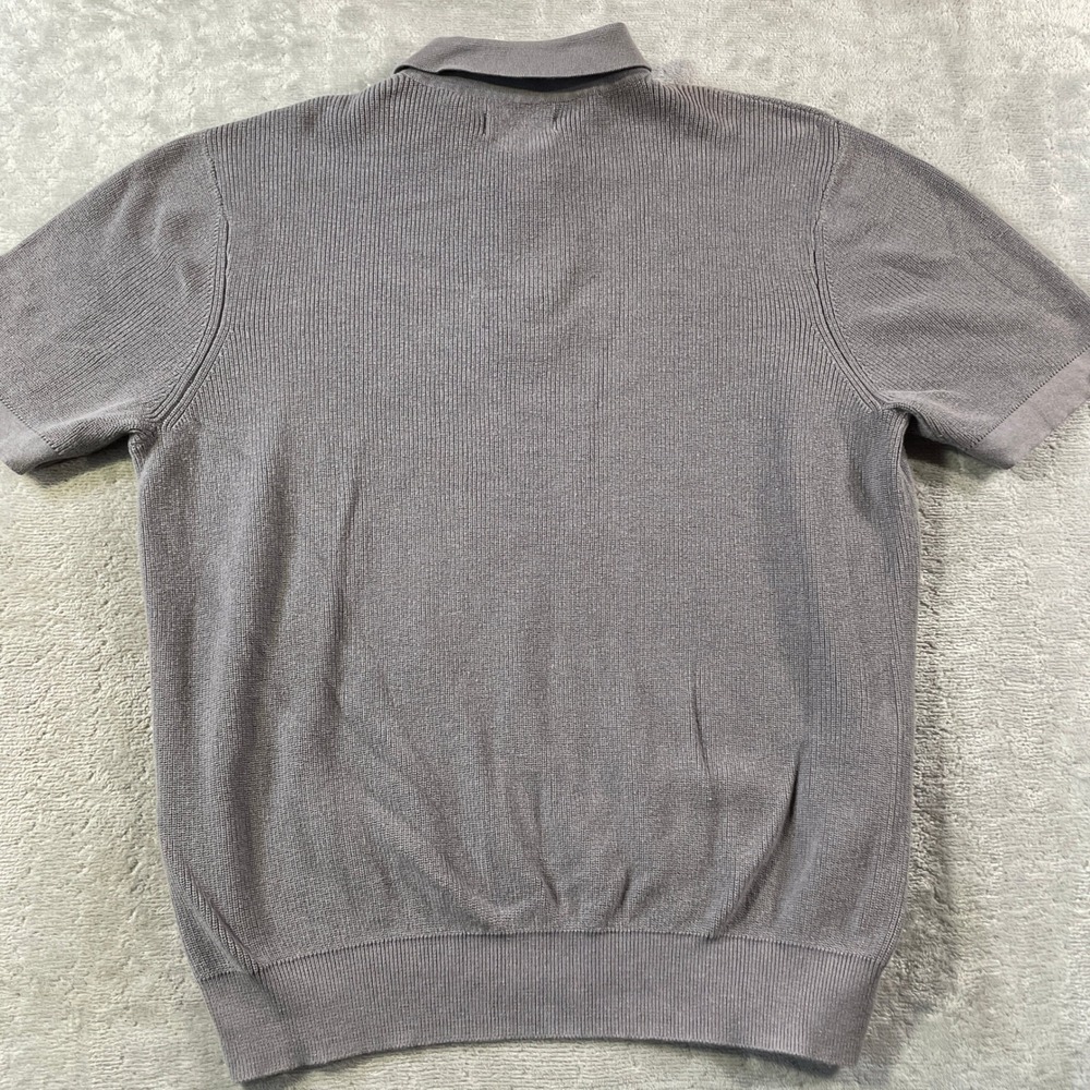 The Commons Sweater Polo Shirt Men XL Gray Ribbed Knit 1/4 Zip Preppy Minimalist - Picture 7 of 11